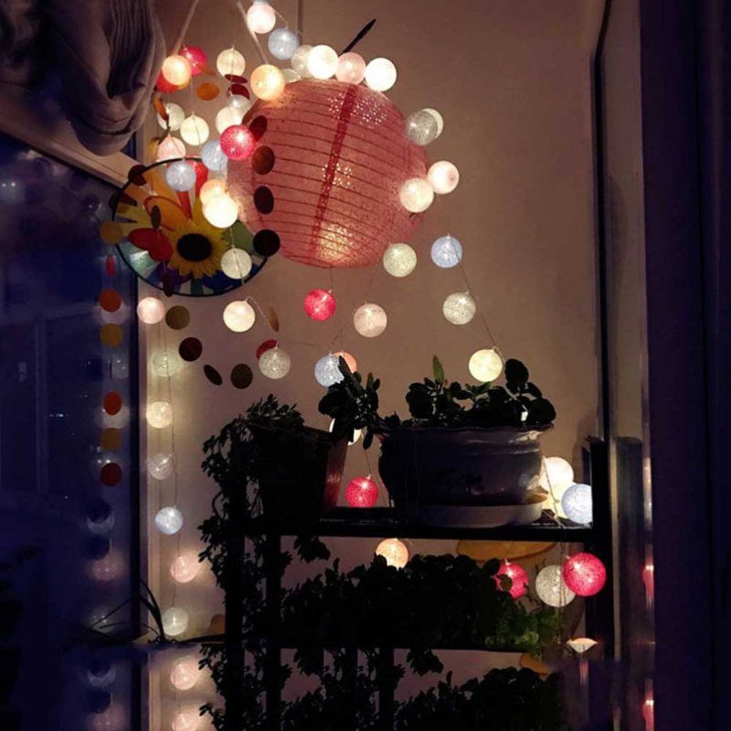 Dekoracyjna Lampa Led Cotton Ball String Dekoracje Do Pokoju Dziecięcego Lights Lovely Fairy Christmas