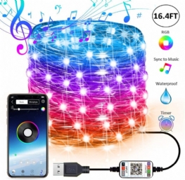 Led String Light Bluetooth Mobile Phone App Control Lights Christmas Decoration Rgb Pełnokolorowy Drut Miedziany