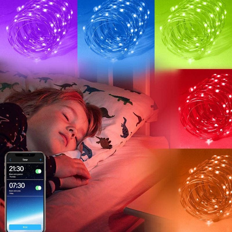 Led String Light Bluetooth Mobile Phone App Control Lights Christmas Decoration Rgb Pełnokolorowy Drut Miedziany