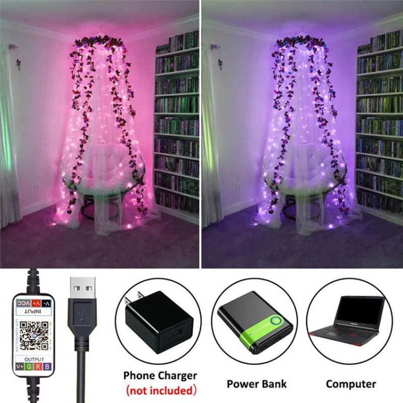 Led String Light Bluetooth Mobile Phone App Control Lights Christmas Decoration Rgb Pełnokolorowy Drut Miedziany