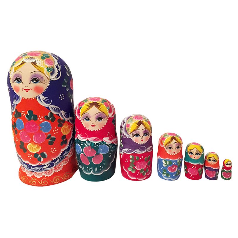 Matryoshka Lalki Gniazdowanie Układanie Drewniane Rosyjskie Zabawki Z Kwiatową Ozdobą Ręcznie Malowane Drewno Pamiątkowe Rękodzieło Sztuki Ludowej