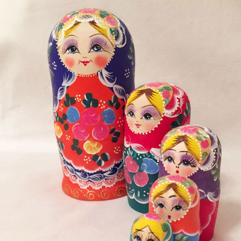 Matryoshka Lalki Gniazdowanie Układanie Drewniane Rosyjskie Zabawki Z Kwiatową Ozdobą Ręcznie Malowane Drewno Pamiątkowe Rękodzieło Sztuki Ludowej