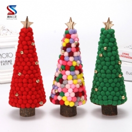 Ozdoby Choinkowe Kolorowe Futrzane Kulki Pulpit Małe Drzewko 28cm Mini Choinka Ustaw Kreatywne Prezenty Dla Dzieci