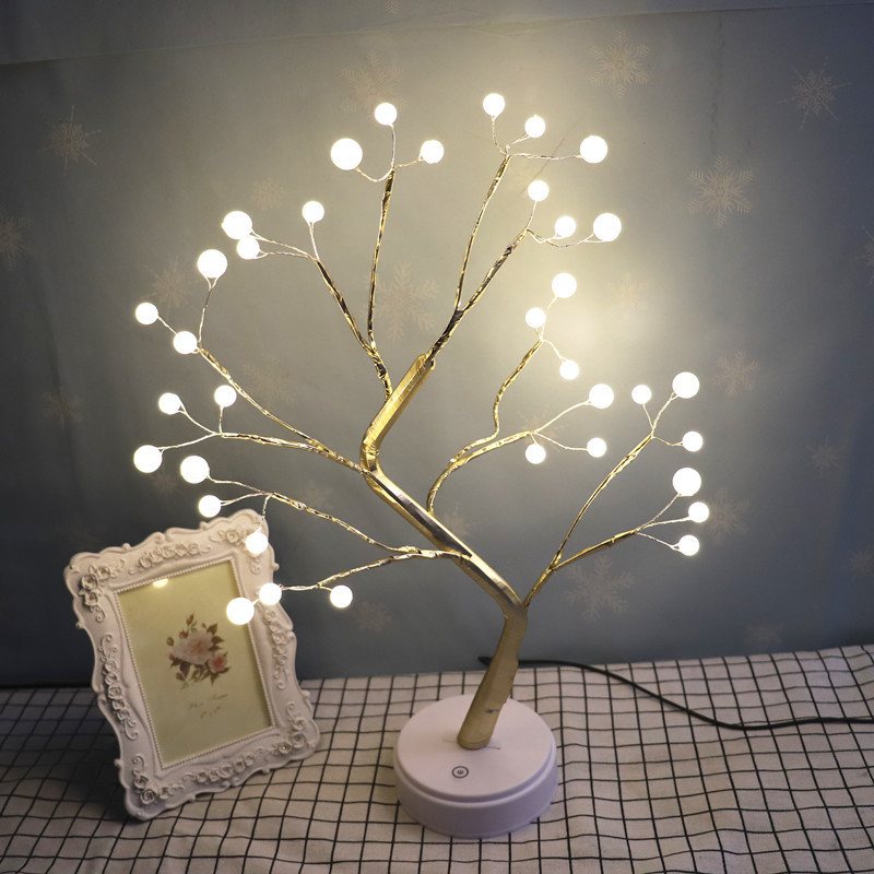 Rodzaj Usb Firefly Tree Light Dekoracja Lampka Nocna Z Wyjmowaną Podstawą Pojemnika Na Baterie