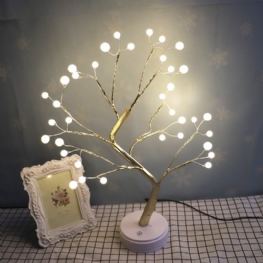 Rodzaj Usb Firefly Tree Light Dekoracja Lampka Nocna Z Wyjmowaną Podstawą Pojemnika Na Baterie