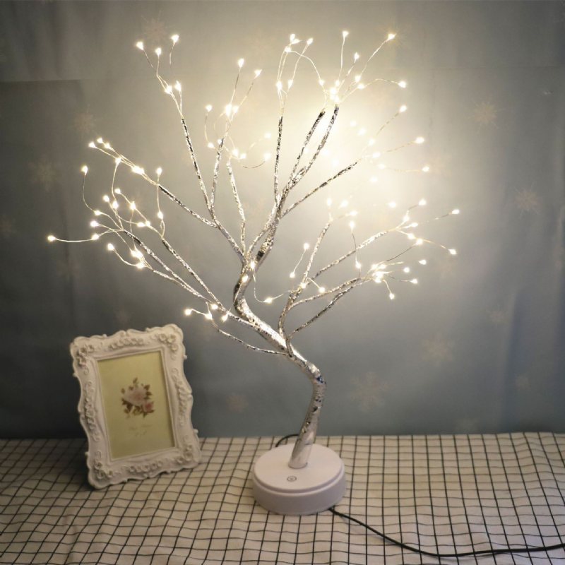 Rodzaj Usb Firefly Tree Light Dekoracja Lampka Nocna Z Wyjmowaną Podstawą Pojemnika Na Baterie