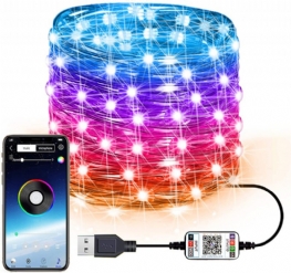 Świąteczny Kolorowy Sznurek Świetlny Bluetooth Inteligentny Usb Rgb Led Świąteczne Ozdobne Sznurki Świetlne