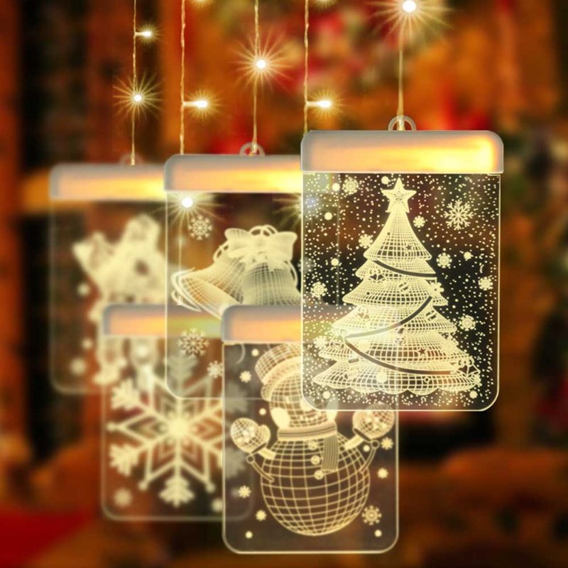 Zasilany Przez Usb Snowman Elk Christmas 3d Sign Light Holiday Window Sufit Wall Hanging Fairy Lighting Led String Kurtyna Lamp