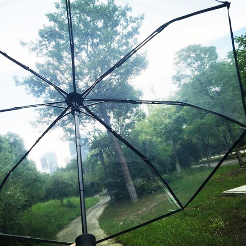 Przezroczysty Parasol Pozwala Na Personalizację W Pełni Automatyczny Trzyczęściowy Z Nadrukiem Logo Na Deszczowe Dni