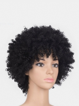 Afro Czarne Kobiety Krótkie Kręcone Włosy Puszyste Wybuchowe Peruki Z Włókna Wysokotemperaturowego