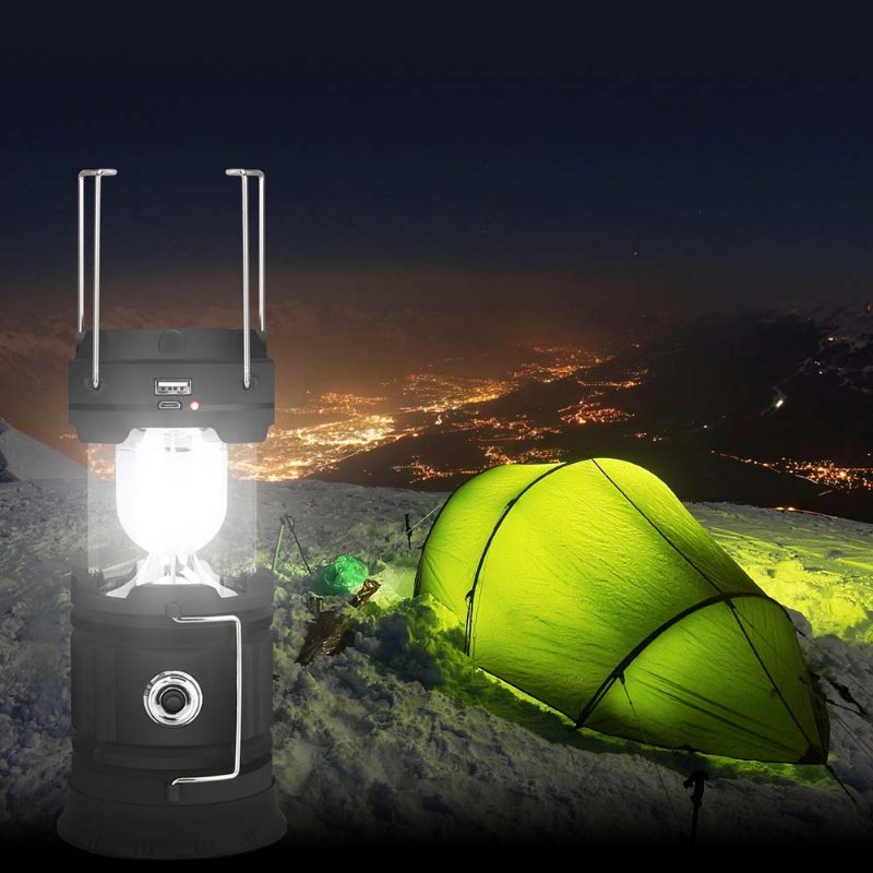 Outdoor Solar Charging Emergency Camping Teleskopowa Lampa Huraganowa Led Przenośny Namiot 18650 Bateria Litowa Light