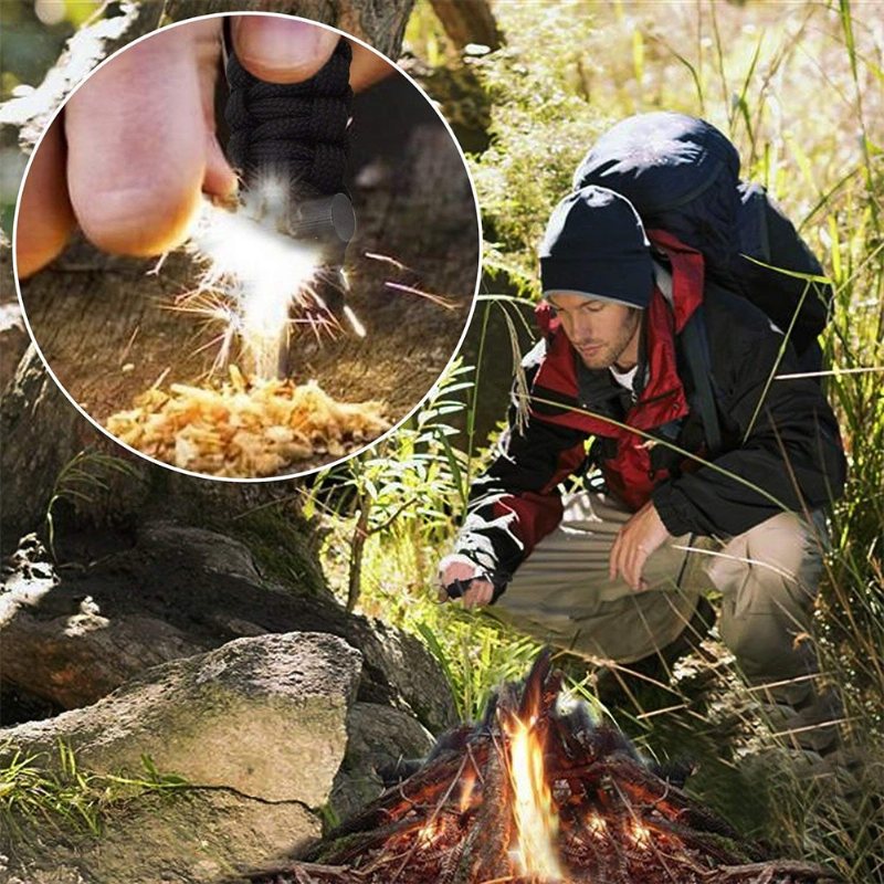 Paracord Karabińczyk Survival Brelok Firestarter 2 Opakowanie Outdoor Gear Do Wędrówek Camping Polowanie Wędkarstwo