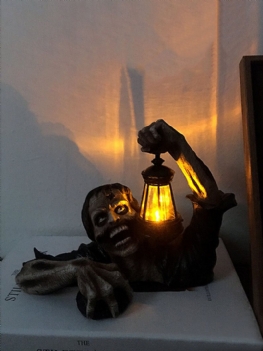 1 Pc Latarnia Zombie Posąg Z Żywicy Pejzaż Z Ogrodem Dekoracja Na Blat Osobowość Postać Z Horroru Rzeźba Rzemiosło Na Halloween