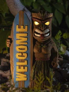 1 Pc Led Light Welocme Vintage Żywica Kreatywny Tribal Totem Rysunek Statua Rzeźba Z Deską Surfingową Odkryty Kryty Dziedziniec Wystrój Ogrodu