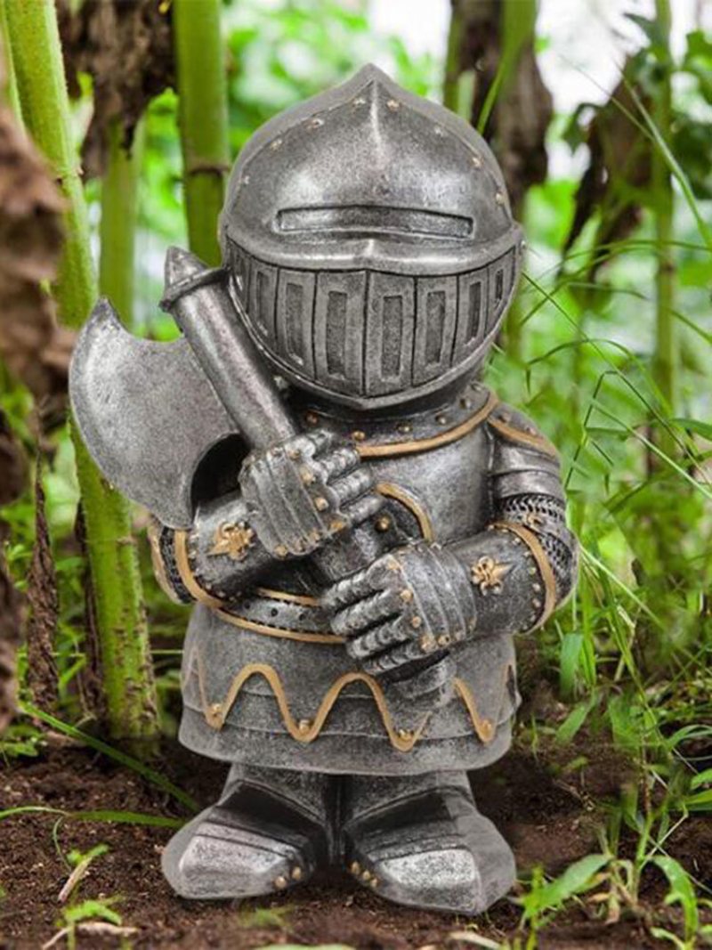 1 Pc Żywica Rycerz Gnomy Ogród Wojna Statua Wystrój Ogrodu Ozdoba Na Biurko Rzeźba Żołnierz Miniaturowa Kolekcja Figurek Home Decor