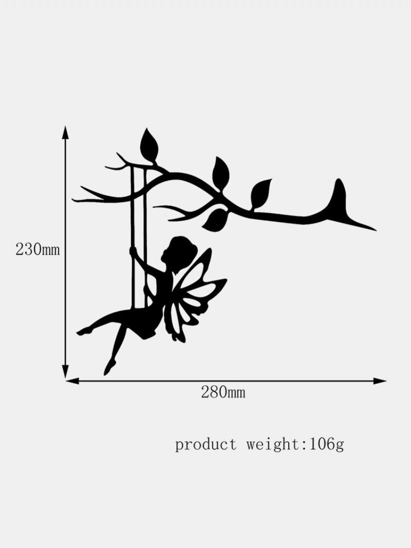 1 Szt. 2d Ogród Wróżka Dekoracja Stawka Sztuka Metalowa Elf Sylwetka Wstawianie Ozdoby Na Zewnątrz Huśtanie Się Na Gałęzi Hogard