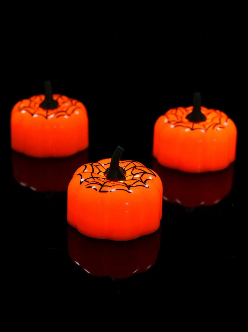 12 Szt. Halloweenowa Dynia Led Light Mini Lampka Nocna Na Festiwal Świąteczne Dekoracje Dzieci Prezent Spider Web Dyniowa Lampa