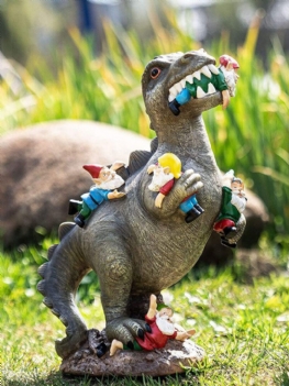1pc Dinozaur Jedzenie Gnomy Krasnoludki Sztuka Ogrodowa Ozdoba Zewnętrzna Tyranozaur Zabawki Dla Dzieci Twórca Zwierzęta