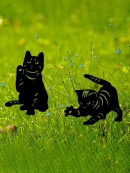 1pc Innowacyjna Symulacja Akrylu Kot Kreskówkowy Ogrodowa Dekoracja Włóż Kartę Art Hollow Rzemiosło Dekoracyjne Ozdoby Do Domu Na Podwórku