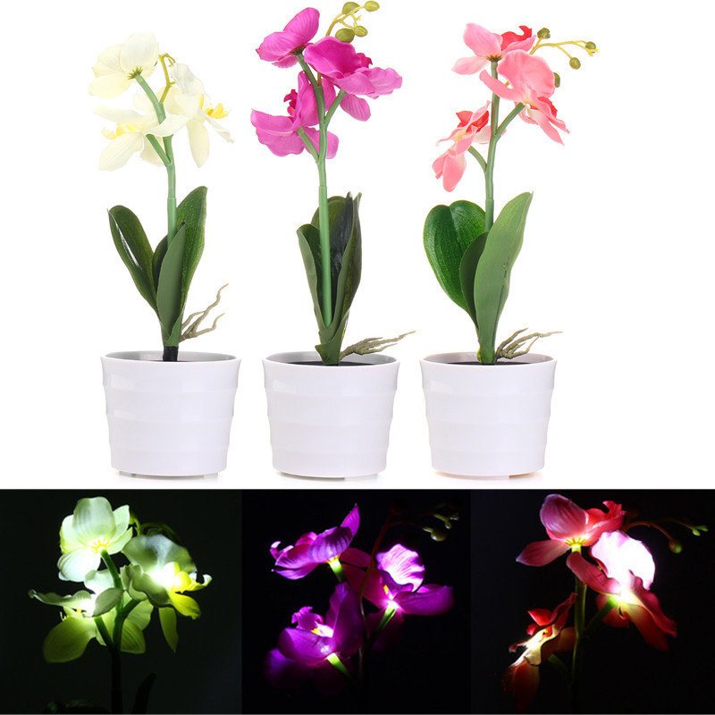 3led Solar Powered Phalaenopsis Flower Stake Garden Yard Light Krajobraz Outdoor Decor