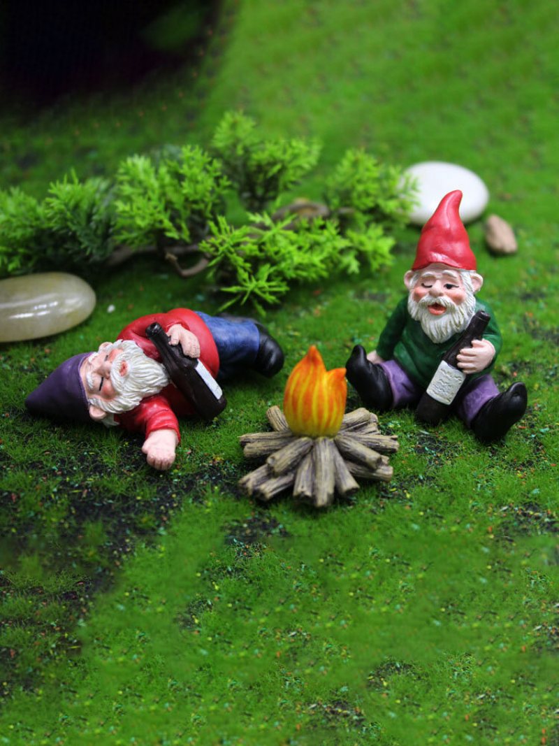 Krasnoludki Śmieszne Miniatury Baśniowy Ogród Sika Pijany Gnome Elf Ozdoby Rękodzieło Outdoor Żywica Bonsai Dekoracja Ogrodowa