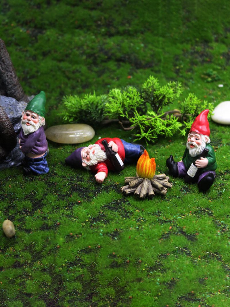 Krasnoludki Śmieszne Miniatury Baśniowy Ogród Sika Pijany Gnome Elf Ozdoby Rękodzieło Outdoor Żywica Bonsai Dekoracja Ogrodowa