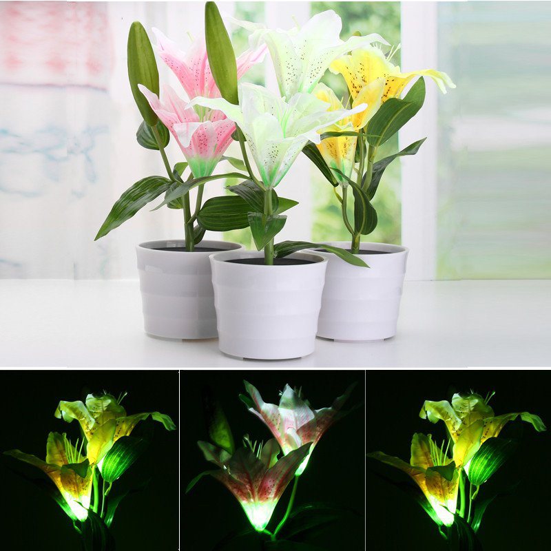 Led Solar Powered Lily Flower Stake Garden Yard Light Krajobraz Outdoor Decor