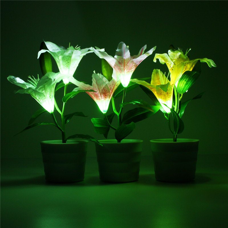 Led Solar Powered Lily Flower Stake Garden Yard Light Krajobraz Outdoor Decor