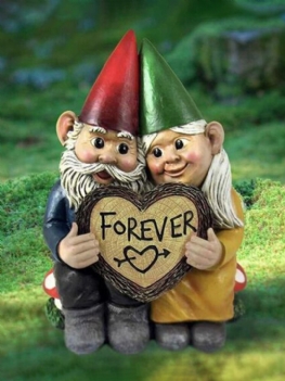 Para Gnome Dwarf Lovers Znak W Kształcie Serca Ozdoba Z Żywicy Wystrój Ogrodu Domu