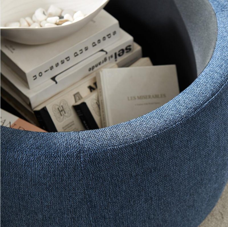 Round Storage Ottoman 2 W 1 Funkcja Działa Jako Stolik Końcowy I Navy (25.5x25.5x14.5 Cal)