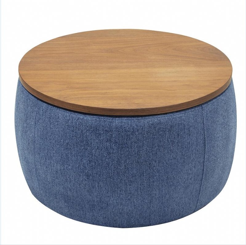 Round Storage Ottoman 2 W 1 Funkcja Działa Jako Stolik Końcowy I Navy (25.5x25.5x14.5 Cal)