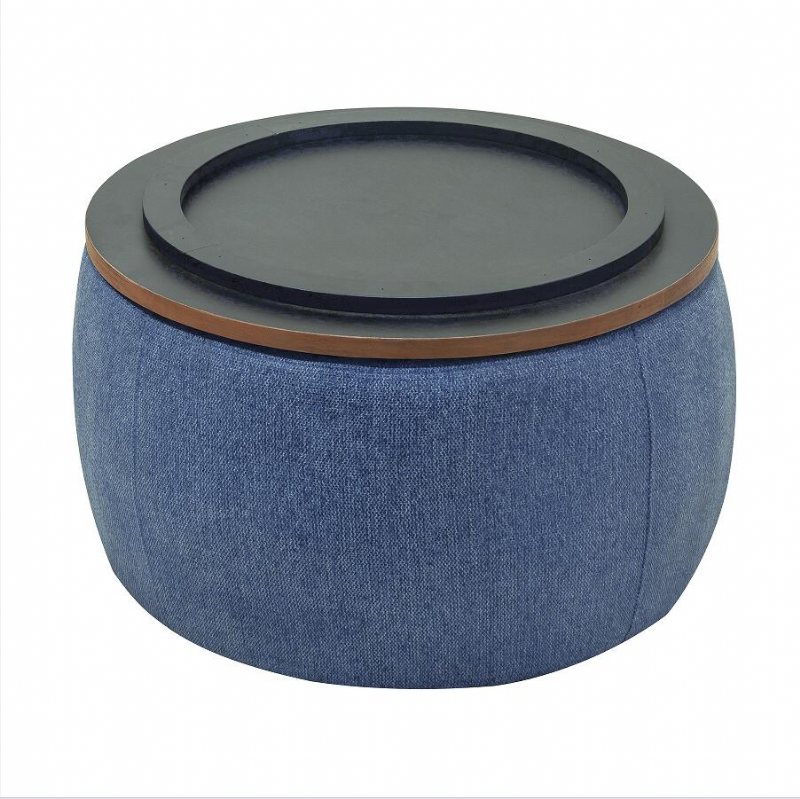 Round Storage Ottoman 2 W 1 Funkcja Działa Jako Stolik Końcowy I Navy (25.5x25.5x14.5 Cal)