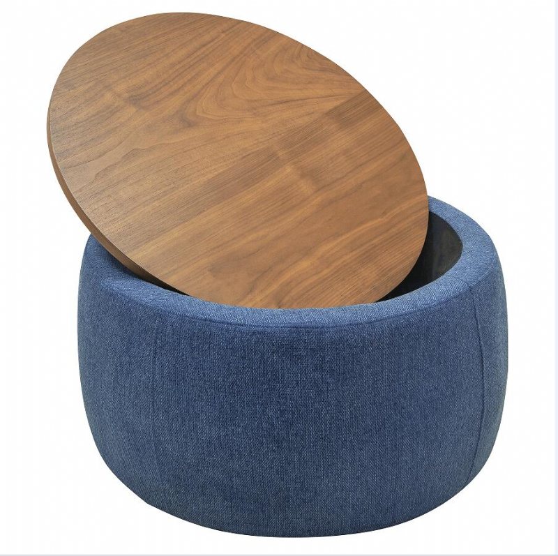 Round Storage Ottoman 2 W 1 Funkcja Działa Jako Stolik Końcowy I Navy (25.5x25.5x14.5 Cal)