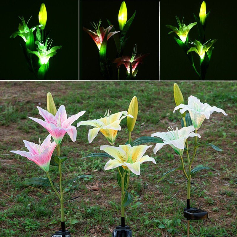 Solar Power Flower Garden Stake Lampa Krajobrazowa Outdoor Yard Lily Light