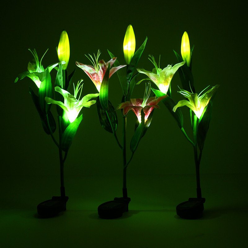 Solar Power Flower Garden Stake Lampa Krajobrazowa Outdoor Yard Lily Light