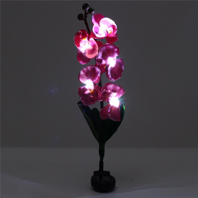 Solar Power Phalaenopsis Garden Stake Lampa Krajobrazowa Butterfly Orchid Outdoor Yard Light