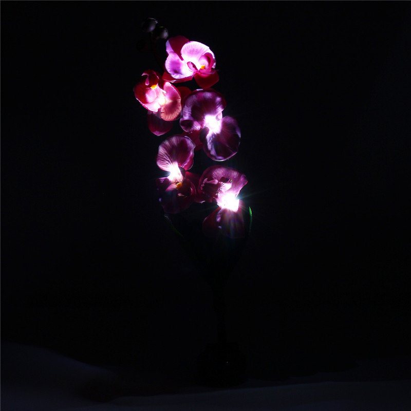 Solar Power Phalaenopsis Garden Stake Lampa Krajobrazowa Butterfly Orchid Outdoor Yard Light