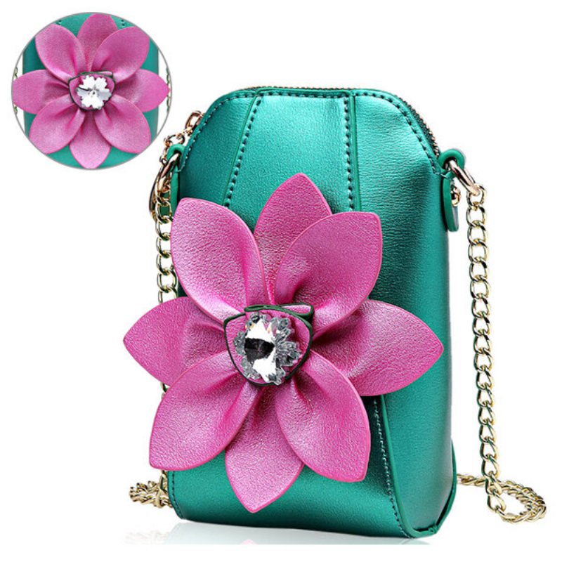 6-calowy Telefon Komórkowy Pu Leather Women National Style Flowers Chain Crossbody Torba Na Ramię