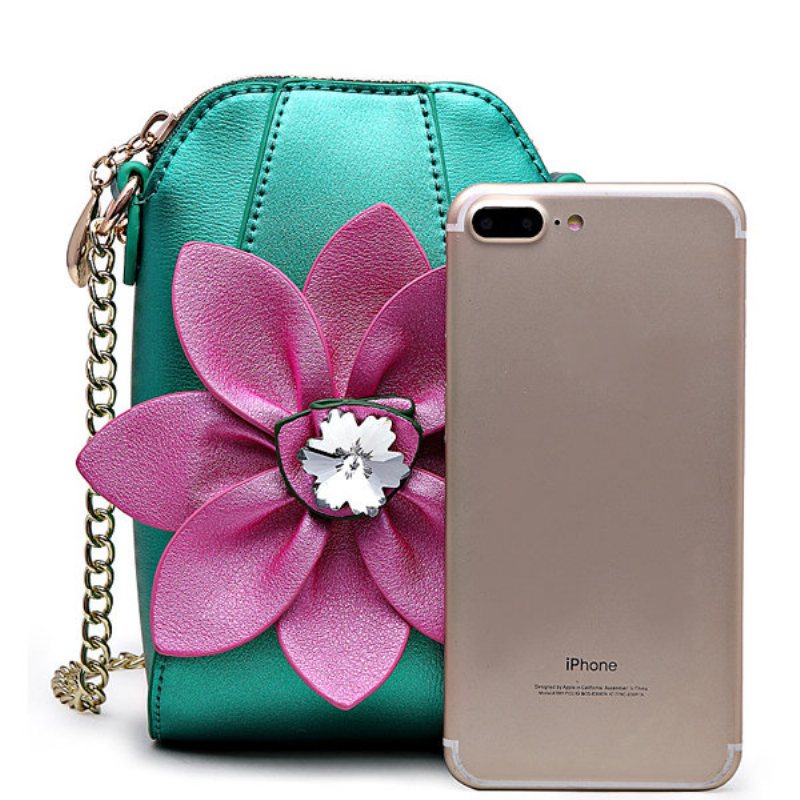 6-calowy Telefon Komórkowy Pu Leather Women National Style Flowers Chain Crossbody Torba Na Ramię