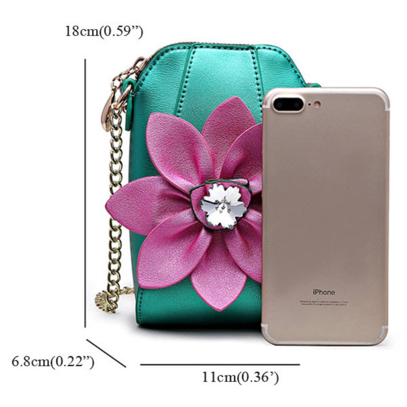 6-calowy Telefon Komórkowy Pu Leather Women National Style Flowers Chain Crossbody Torba Na Ramię