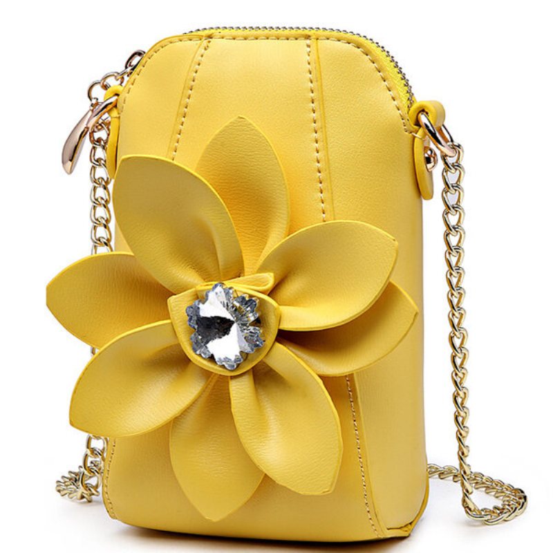 6-calowy Telefon Komórkowy Pu Leather Women National Style Flowers Chain Crossbody Torba Na Ramię