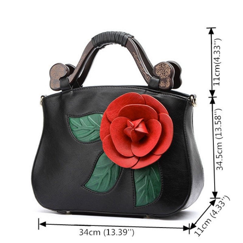 Brenice Vintage Pu Leather Rose Dekoracyjna Torebka Crossbody Dla Kobiet