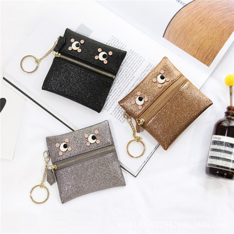 Cartoon Eyes Pearlite Layer Torby Na Monety Card Holde Key Bags Torebka