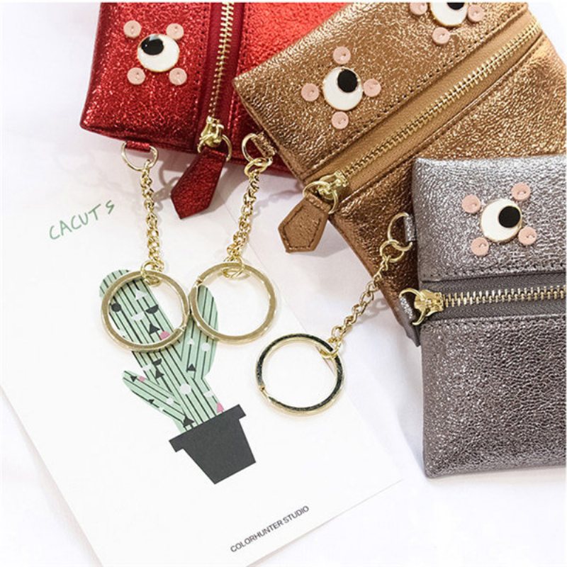 Cartoon Eyes Pearlite Layer Torby Na Monety Card Holde Key Bags Torebka