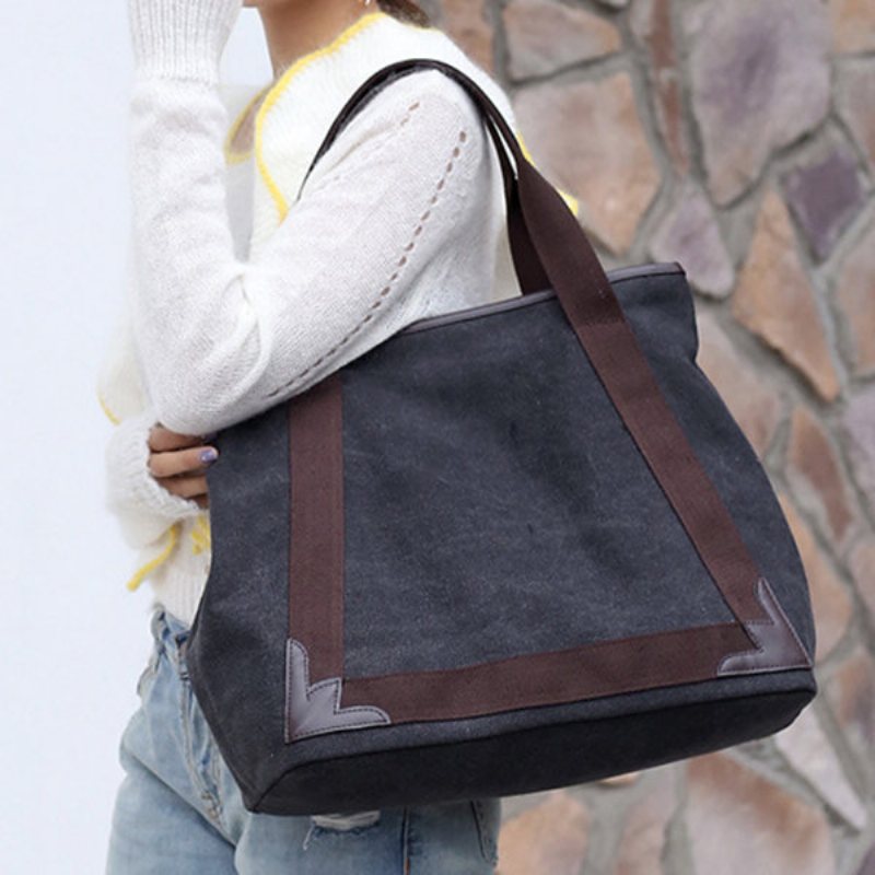 Casual Women Canvas Patchwork Torebka Na Ramię Tote