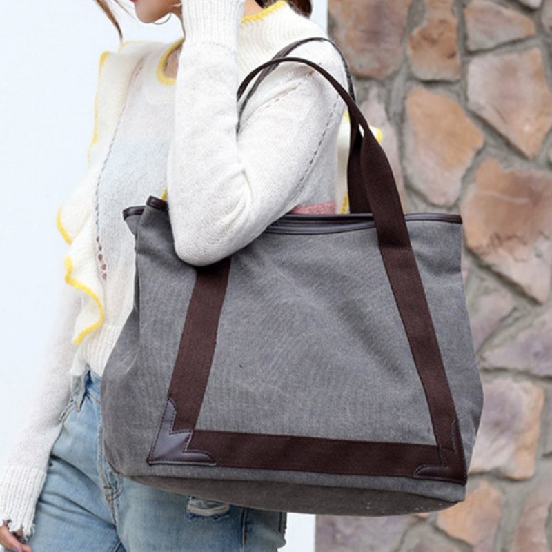 Casual Women Canvas Patchwork Torebka Na Ramię Tote