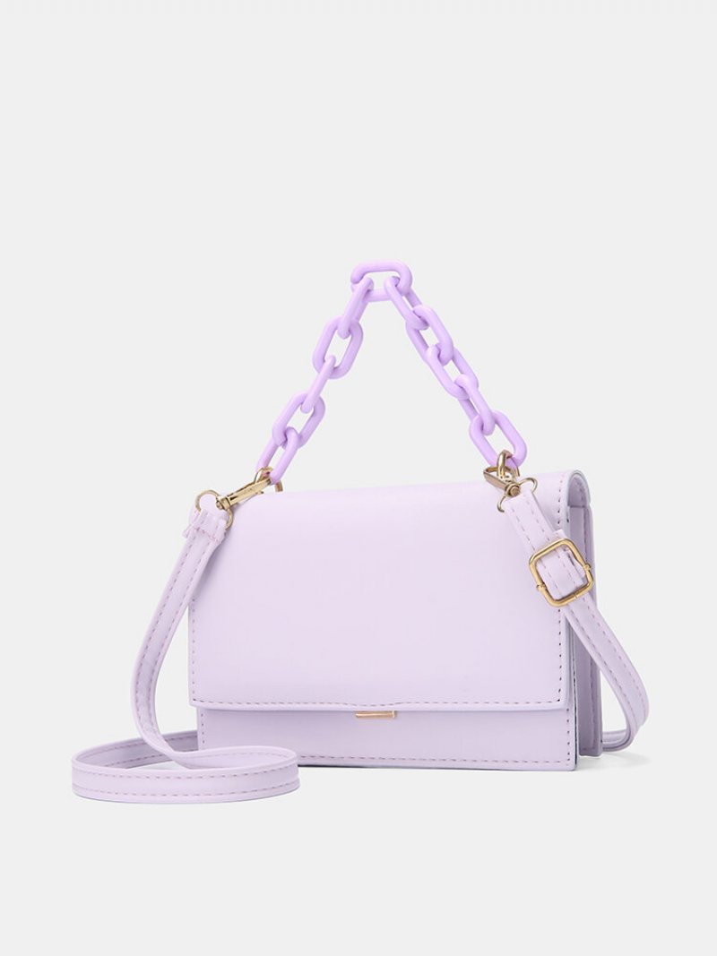 Damska Faux Leather Fashion Solid Color Chain Crossbody Torba Na Ramię