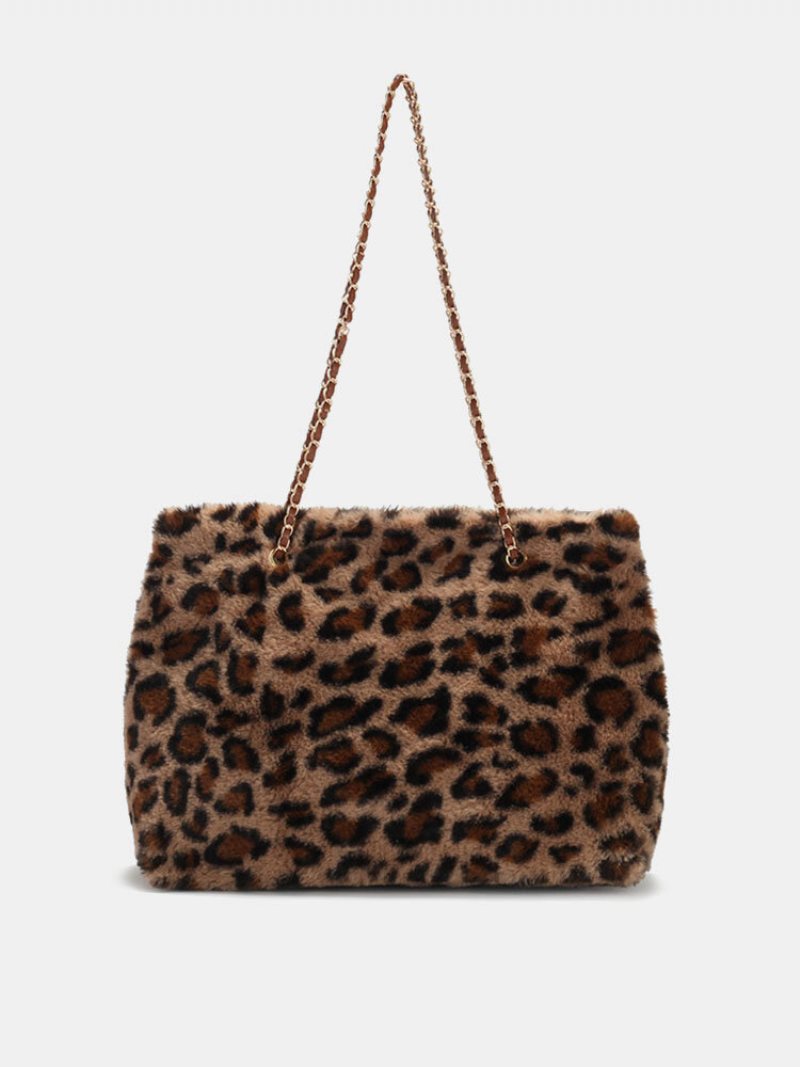 Damska Pluszowa Krótka Torba Typu Crossbody W Jednolitym Kolorze Leopard Zebra O Dużej Pojemności