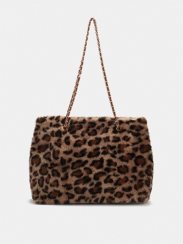 Damska Pluszowa Krótka Torba Typu Crossbody W Jednolitym Kolorze Leopard Zebra O Dużej Pojemności