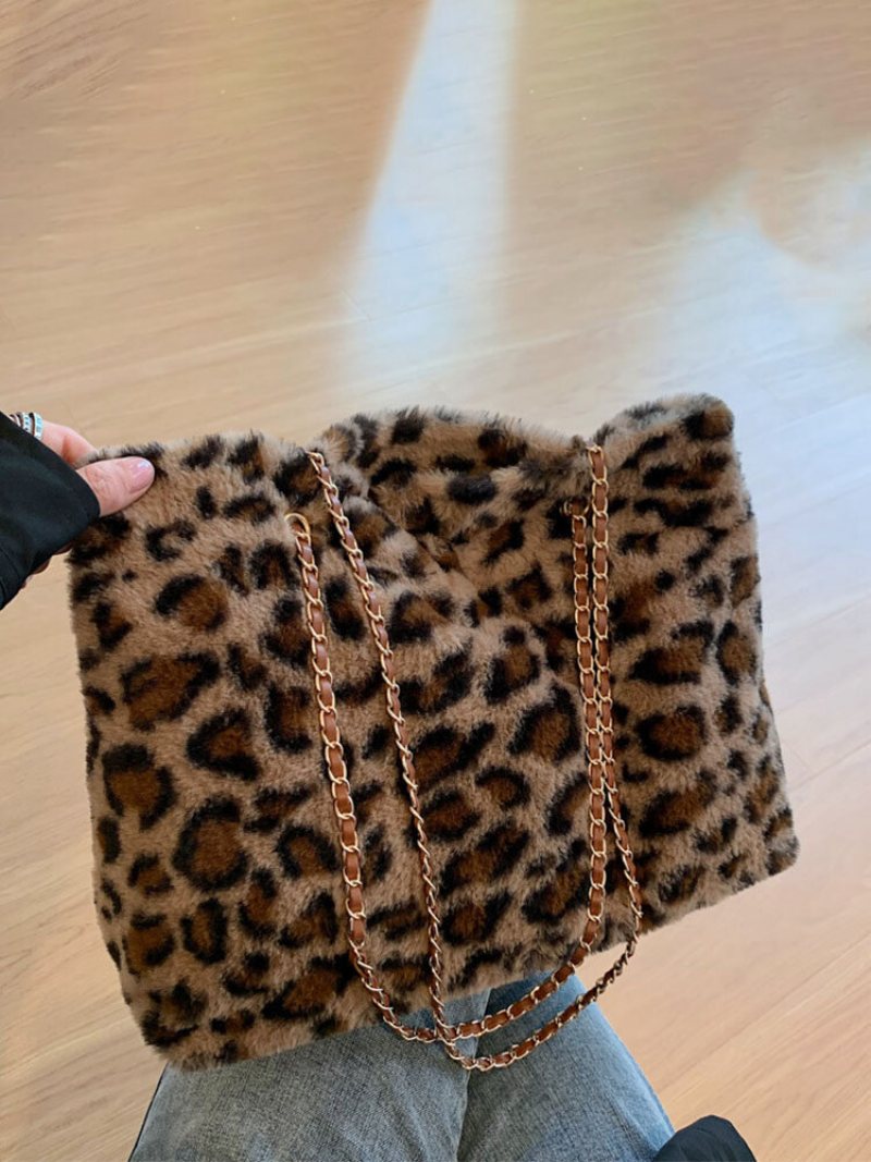 Damska Pluszowa Krótka Torba Typu Crossbody W Jednolitym Kolorze Leopard Zebra O Dużej Pojemności